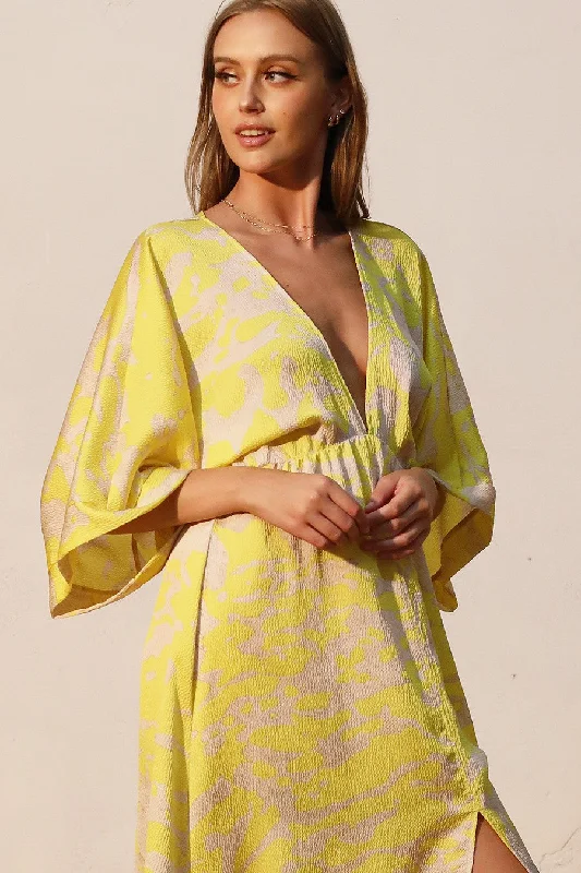 Ocean Wave Kimono Maxi Dress Trendy Maxi Dress with Bow