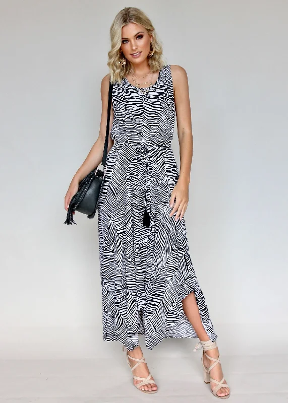 Reiko Maxi Dress - Zebra Chic Sleeveless Maxi Dress