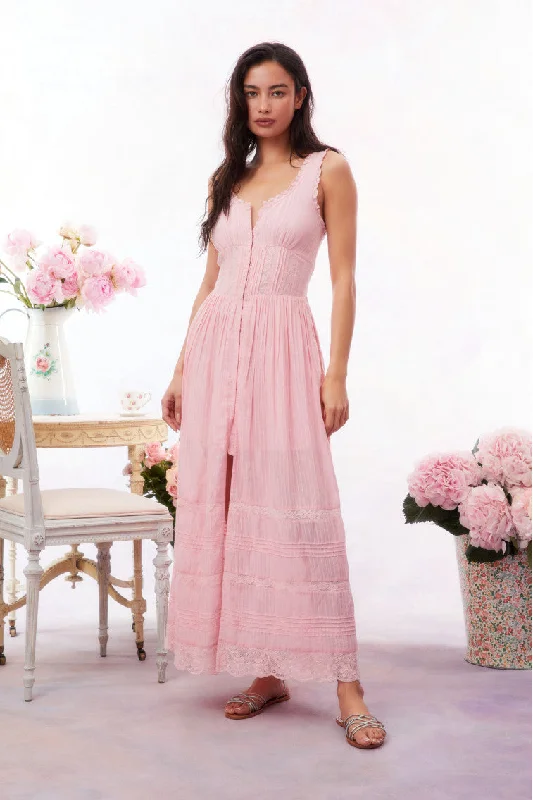 Santelle Cotton Maxi Dress Comfortable Pleated Maxi Dress