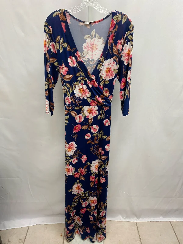 Size XL Blue Floral Maxi Dress Chic Summer Maxi Dress