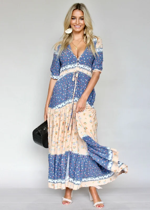 Tessa Maxi Dress - Midsummer Nights Trendy Floral Print Maxi Dress