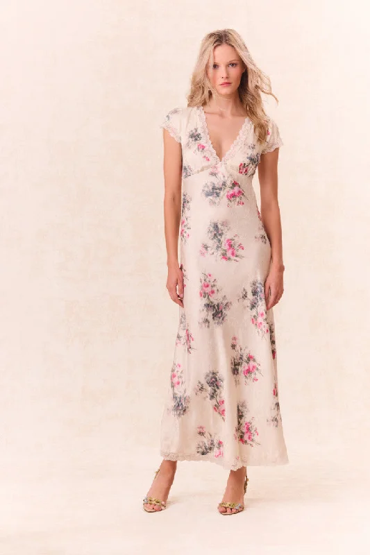 Theodore Printed Maxi Dress-FRENCH IVORY Comfortable Flowy Maxi Dress