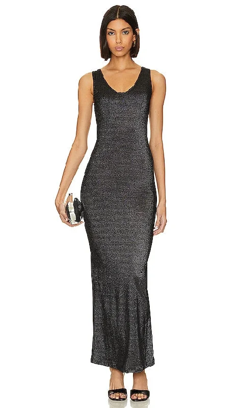 VDM Dayna Maxi Dress in Black Elegant Maxi Dress with Slit