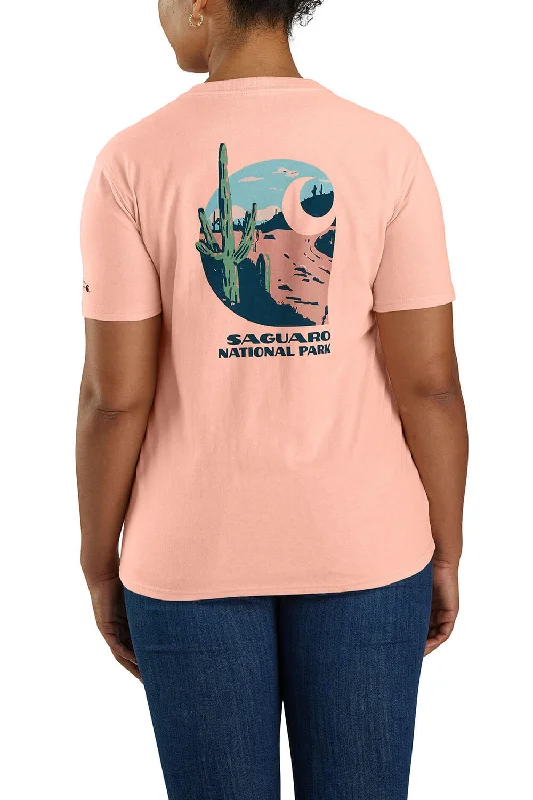 Carhartt Loose Fit Heavyweight Saguaro National Park T-Shirt for Women in Pink | 106585-Q74 Fleece Fabric Down Fabric Feather Fabric