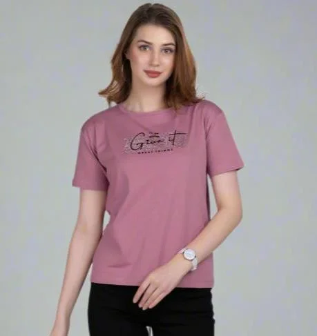 Chest Printed Ladies Boat Neck Half Sleeves Cotton T-shirt V-Neck T-Shirt Long Sleeve Cotton Chest Printed Ladies Boat Neck Half Sleeves Cotton T-shirt V-Neck T-Shirt Long Sleeve Cotton