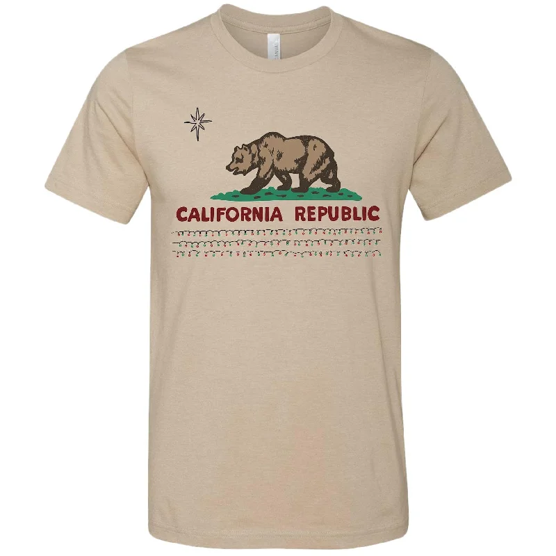 Christmas Lights Tan Tee Spandex Blend Rayon Blend Denim Blend