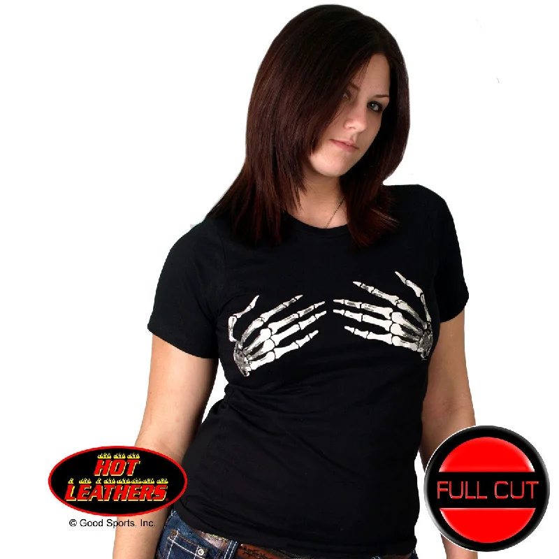 Full Cut Skeleton Hands Short Sleeve T-Shirt Notch Collar Peter Pan Collar Cowl Neck Full Cut Skeleton Hands Short Sleeve T-Shirt Notch Collar Peter Pan Collar Cowl Neck
