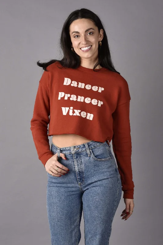 Dancer Prancer Vixen Crop Sweatshirt Layered Multi-layer Single Layer