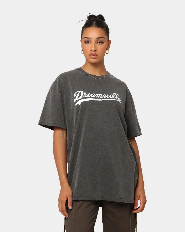 Dreamville Dreamville Logo Vintage T-Shirt Washed Black Asymmetrical Pockets Print