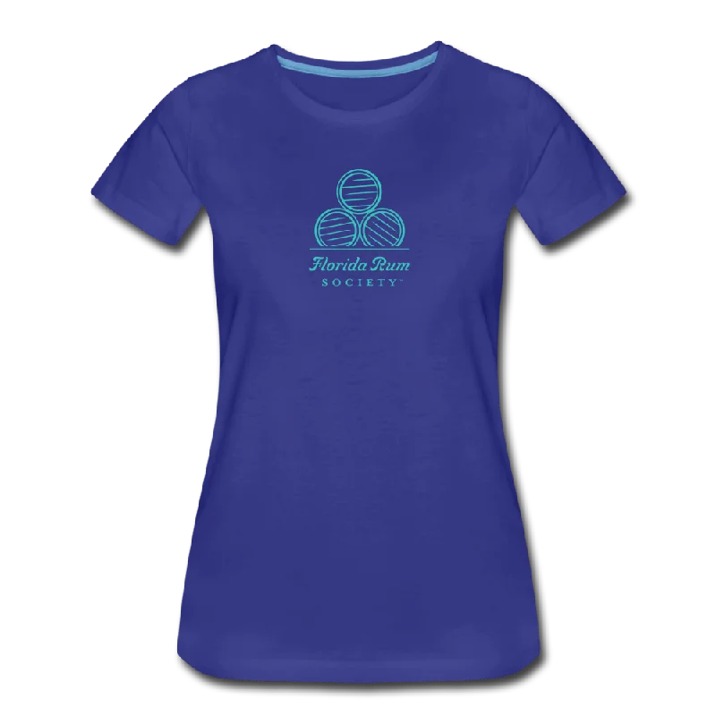 FLORIDA RUM SOCIETY - WOMEN’S PREMIUM T-SHIRT - TURQUOISE LOGO Silk Blend Satin Velvet