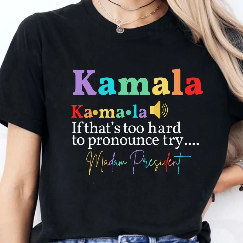 Kamala Madam President | Kamala Harris 2024 Shirt | Democrat Shirt Dark T1243 - KH2 Collared Crew Neck Turtle Neck