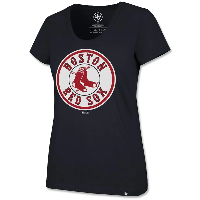 Ladies 47 Circle Logo Scoop Tee - Navy Front Pockets Side Pockets Patch Pockets