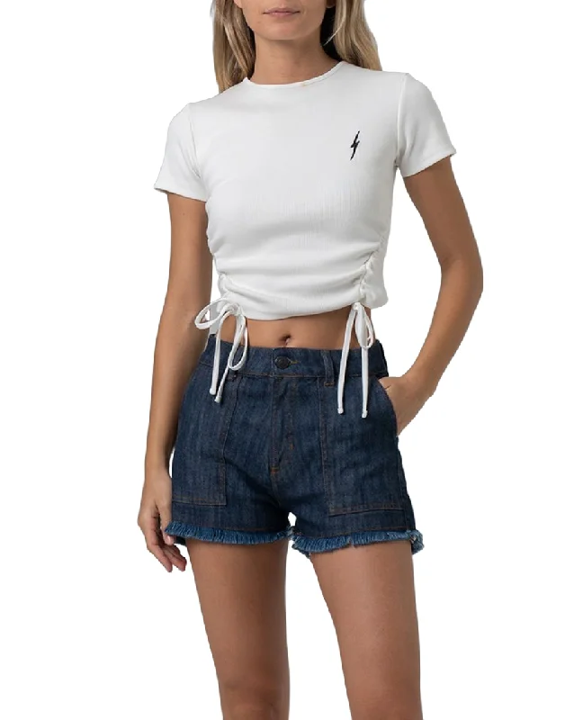 Lightning Bolt Single crop tee Anti-Pilling Machine Wash Handmade