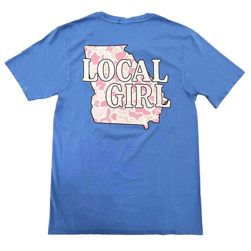 Local Girl Georgia State Short Sleeve T-Shirt Rayon Velvet Corduroy