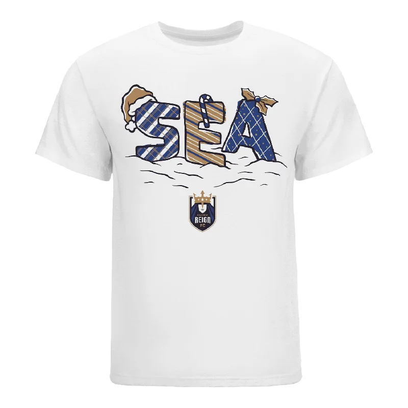 Unisex Seattle Reign Holiday White Tee Layered Multi-layer Single Layer