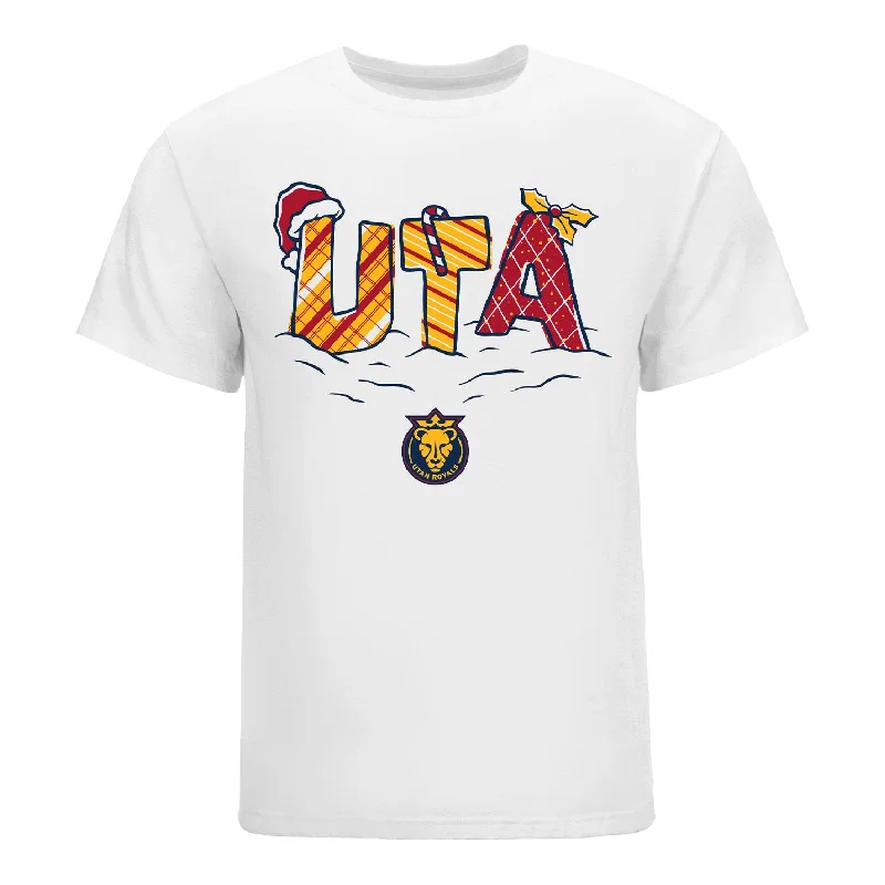 Unisex Utah Royals Holiday White Tee Chenille Blend Fleece Blend Nylon Blend