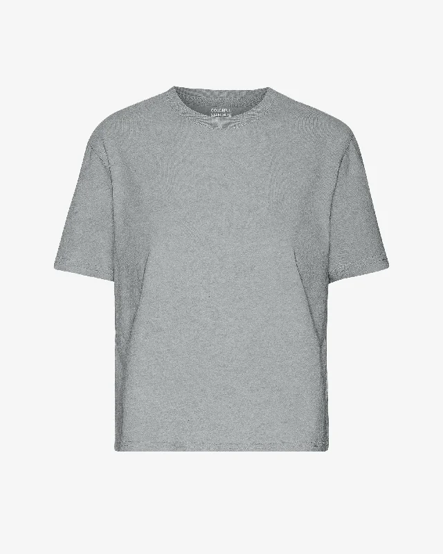 Organic Boxy Crop Tee - Heather Grey Fleece Fabric Down Fabric Feather Fabric