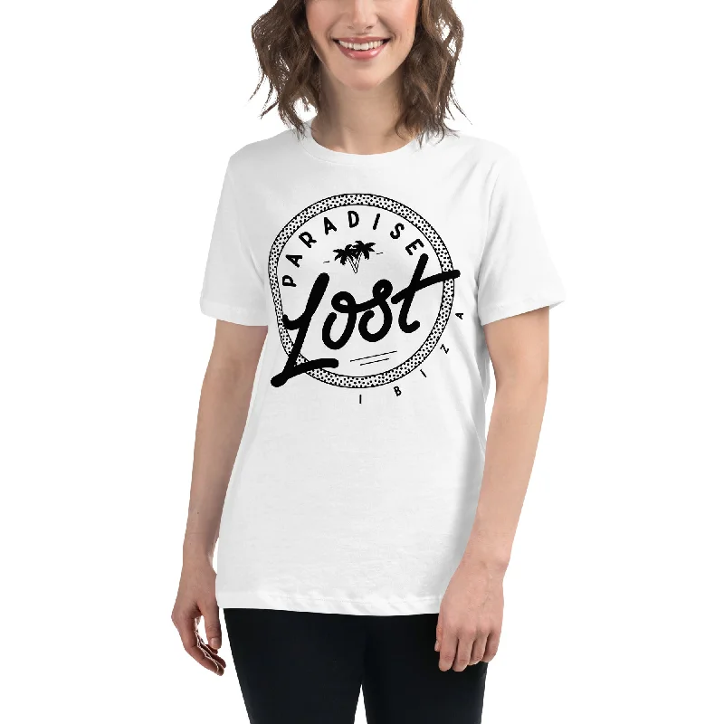 Paradise Lost Ibiza Women's White T-shirt with Logo Front Pockets Side Pockets Patch Pockets Paradise Lost Ibiza Women's White T-shirt with Logo Front Pockets Side Pockets Patch Pockets