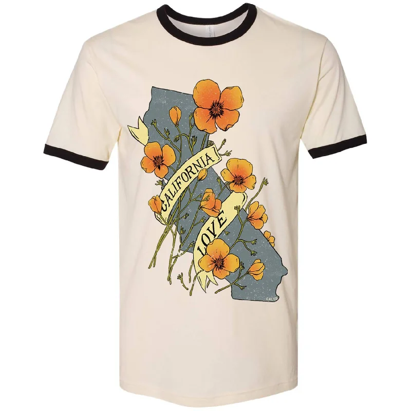 Poppies California Love Ringer Tee Striped Floral Plaid