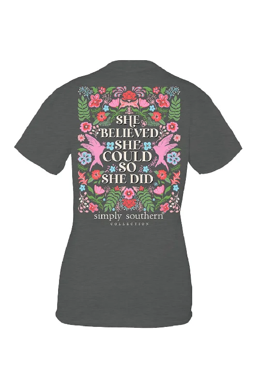 Simply Southern Plus Size She Believed T-Shirt for Women in Grey | EXT-SS-SHE-GRAPHITEHTHR Modern Contemporary Chic Simply Southern Plus Size She Believed T-Shirt for Women in Grey | EXT-SS-SHE-GRAPHITEHTHR Modern Contemporary Chic