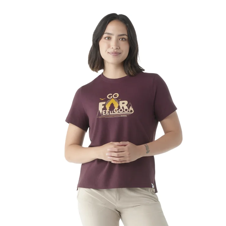 Smartwool Women's Go Far. Feel Good. Graphic Short Sleeve Tee Ribbed T-Shirt High Neck Heavyweight