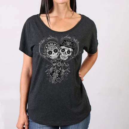 Sugar Couple Ladies Dolman Shirt V-Neck T-Shirt Long Sleeve Cotton