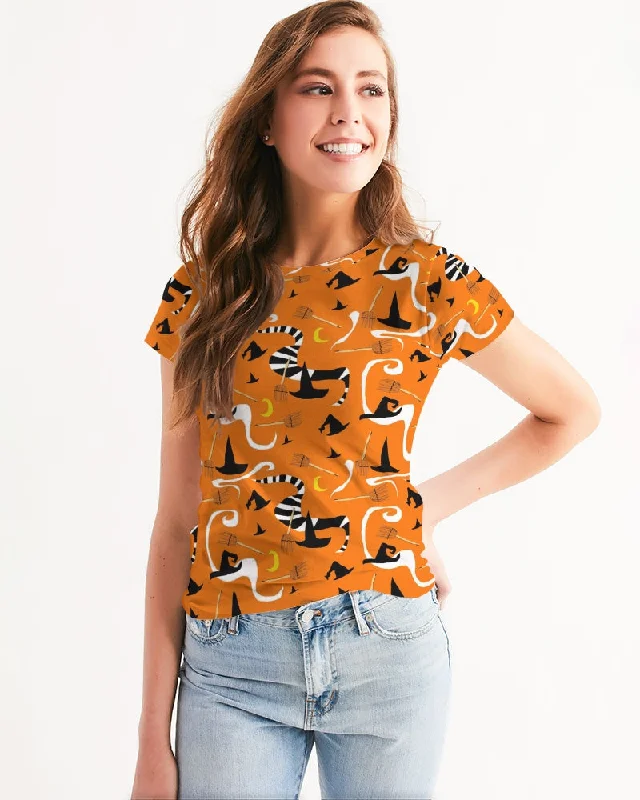 Witch Hats and Brooms Women's Tee Solid Print Embellished