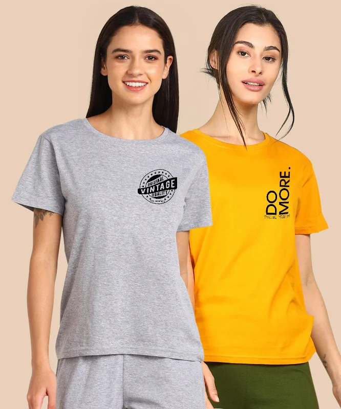 Womens Regular Fit  Combo Printed T Shirt Lace Blend Ribbed Blend Corduroy Blend