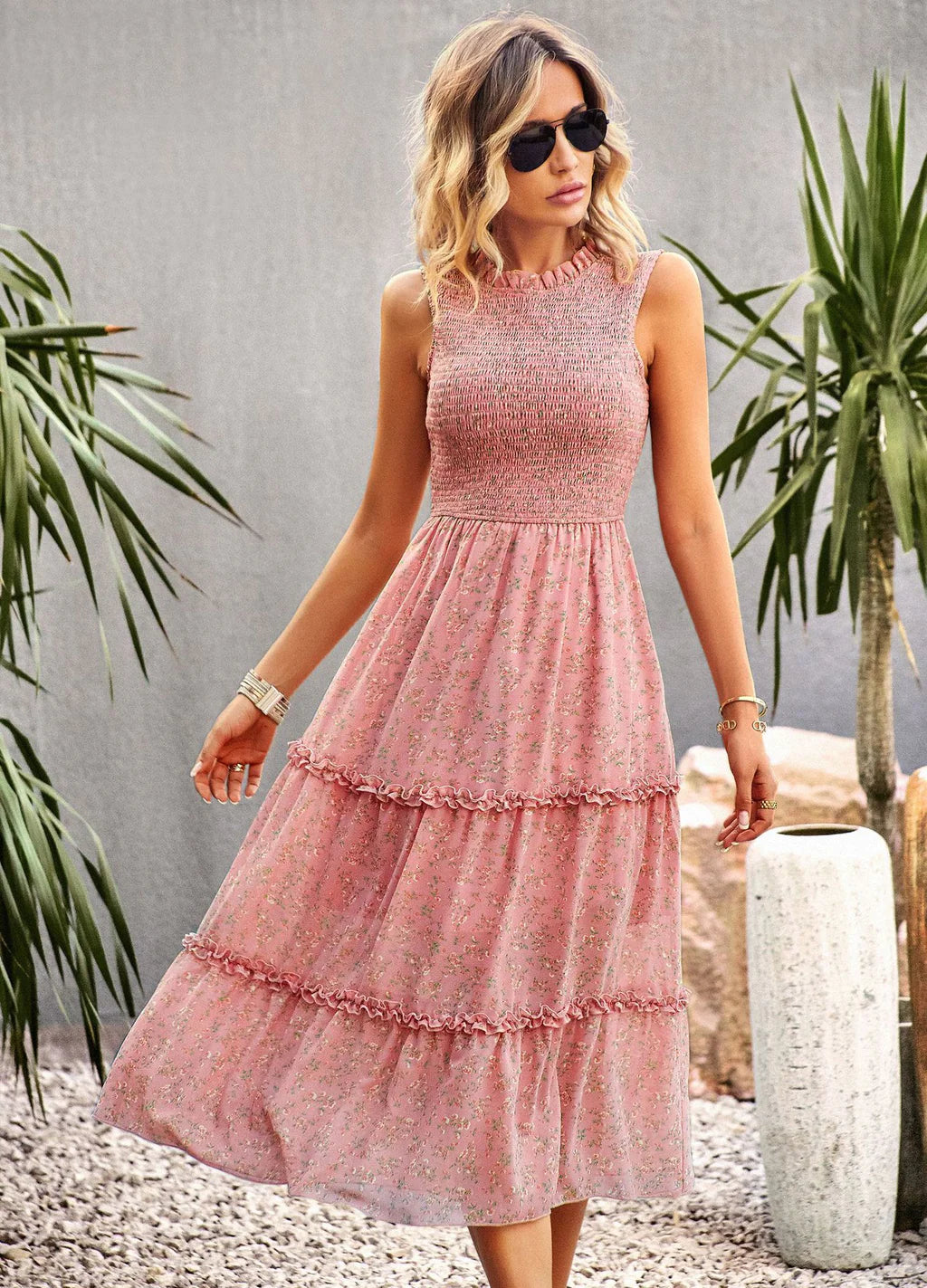 WOMEN LEISURE PRINT SLEEVE DRESS