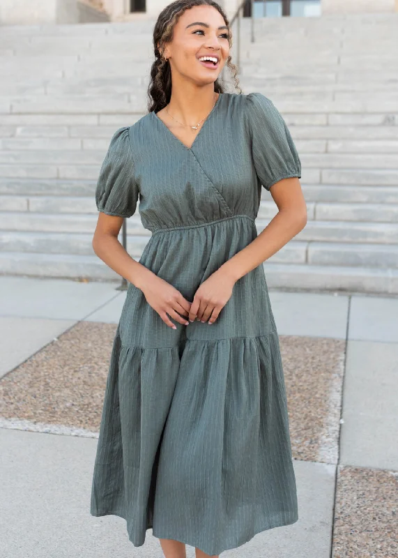 Addee Olive Tiered Dress