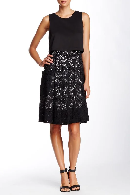 Adrianna Papell - Popover Lace A-Line Cocktail Dress 12241440SC