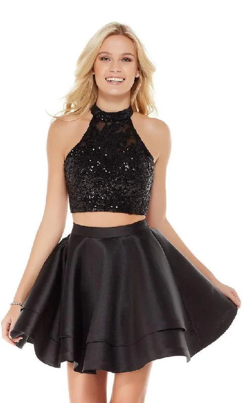 Alyce Paris - 4065SC Two Piece Sequined High Halter Cocktail Dress