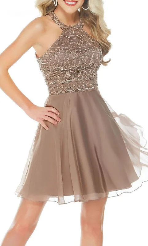 Alyce Paris - 1354SC Embellished Halter Chiffon Dress