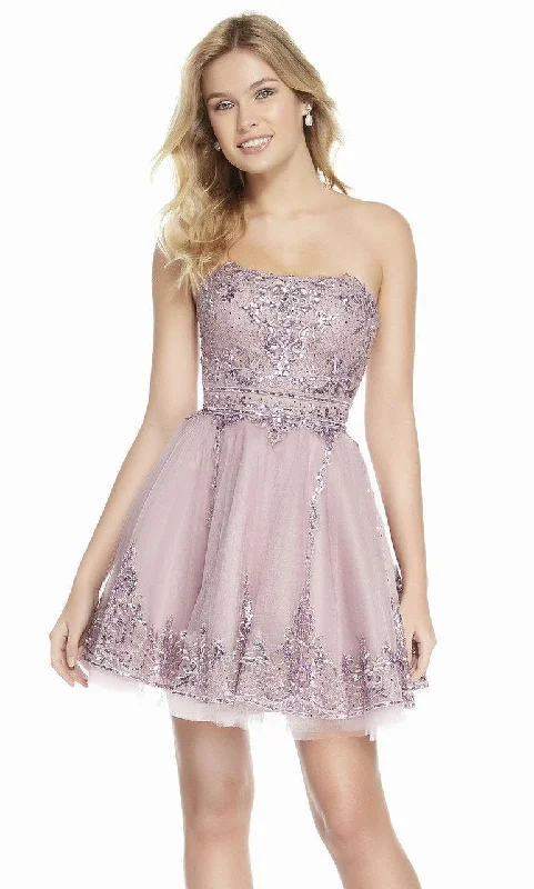 Alyce Paris - Embroidered Straight Across A-Line Dress 3841SC