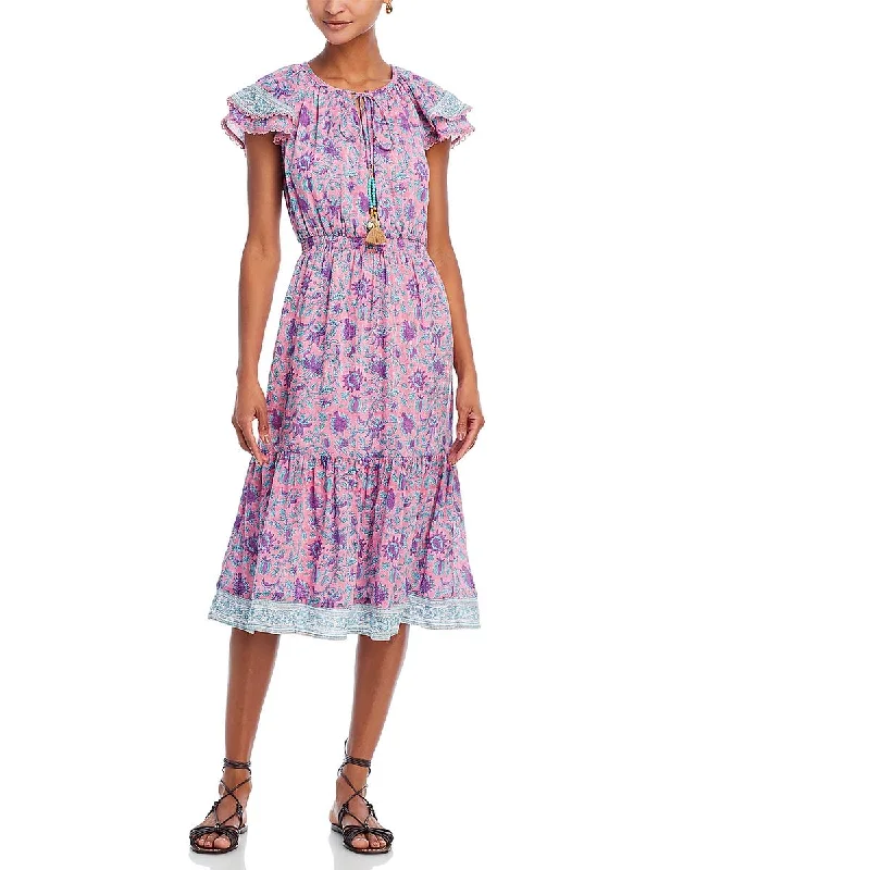 Bell by Alicia Bell Womens Peasant Dress Elastic at waist Fit & Flare Dress