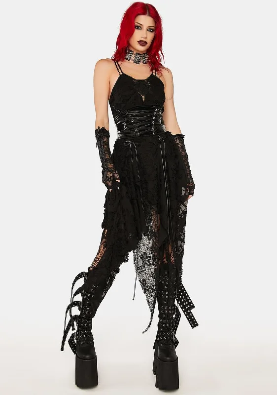 Black Flowy Asymmetrical Dress