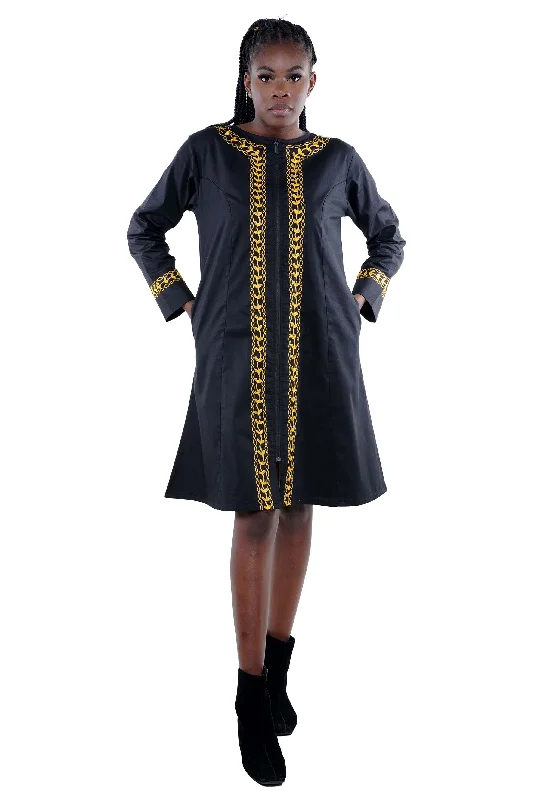 Black Gold Embroidered Jacket Dress (Pack of 5 Sizes)