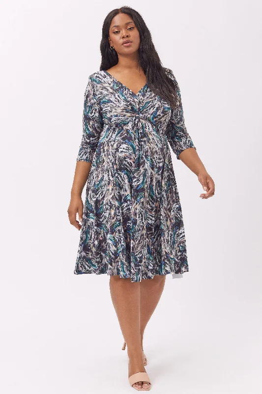 Claudia Feather Peach Touch Jersey Knot Front Dress