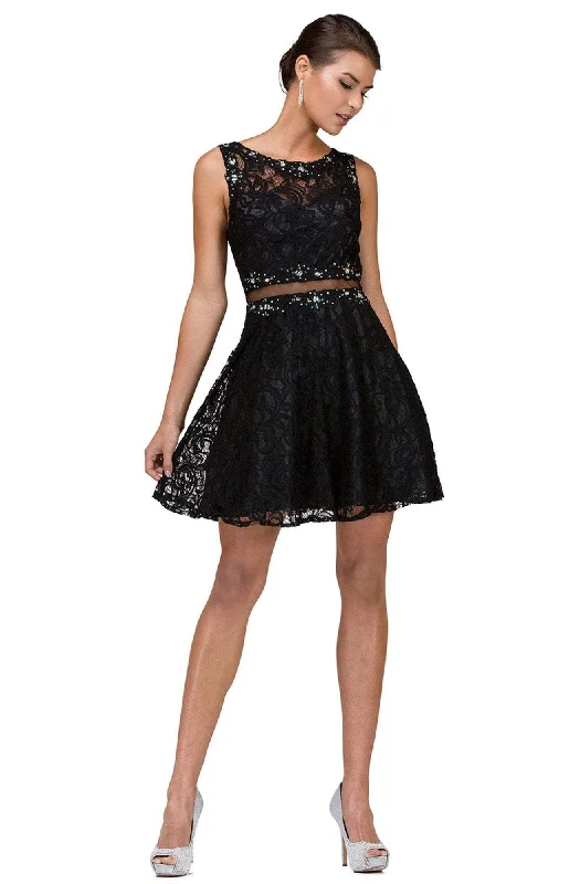 Dancing Queen - 2053SC Embellished A-Line Cocktail Dress