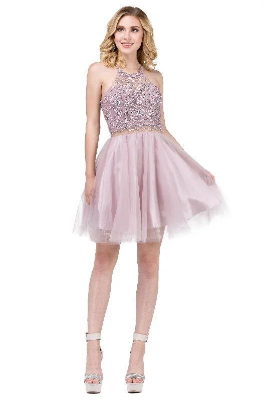 Dancing Queen - 3087 Embellished Halter A-Line Dress