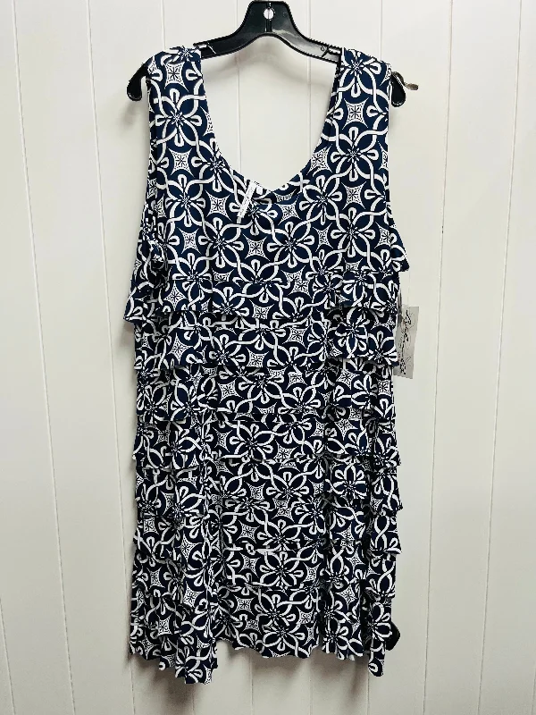 Dress Casual Short By LULU B  In Blue & White, Size: 2x