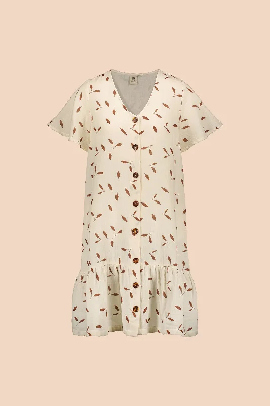 Frill Button Dress Wind White