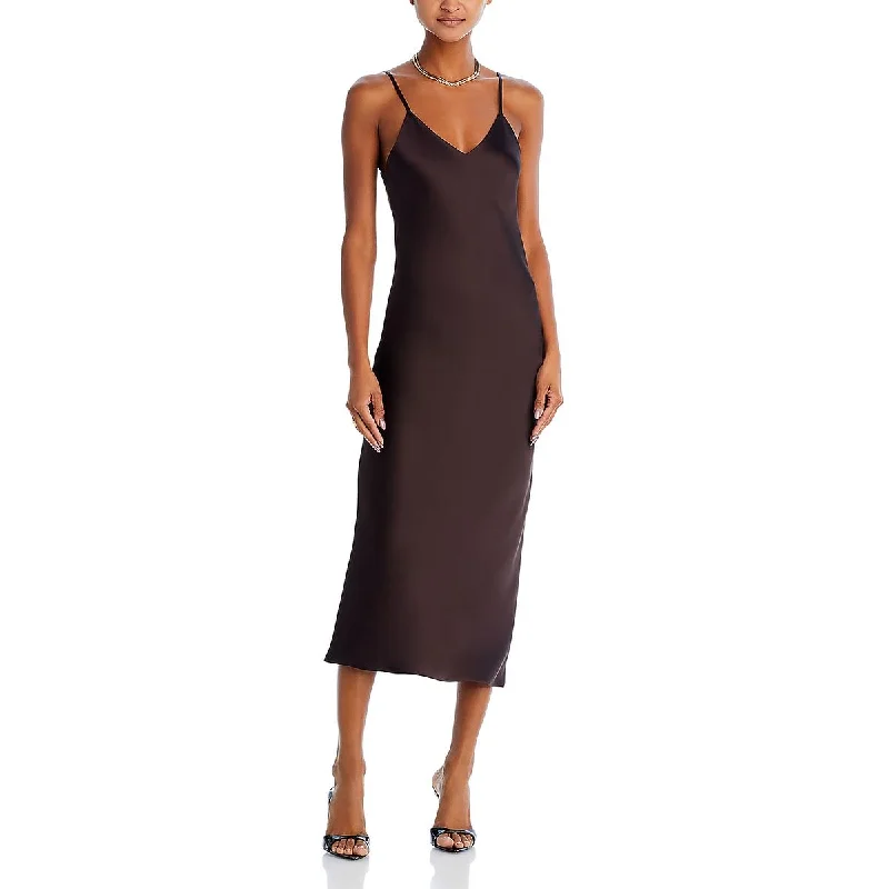 Norma Kamali Womens Bias Satin Long Slip Dress