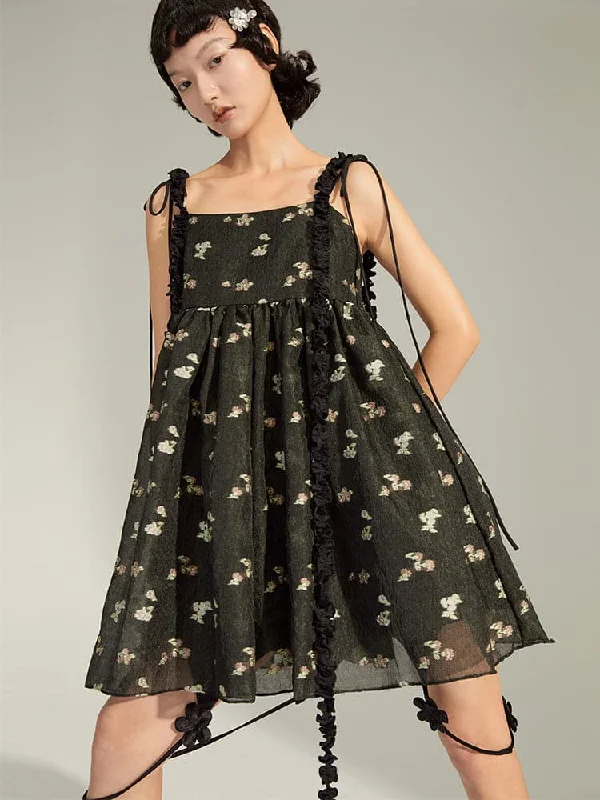 Princess Lace Jacquard Dress With Delicate Straps
