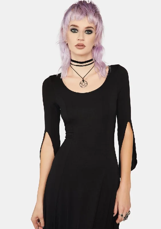 Round Neck Drip Sleeve Knit Dress