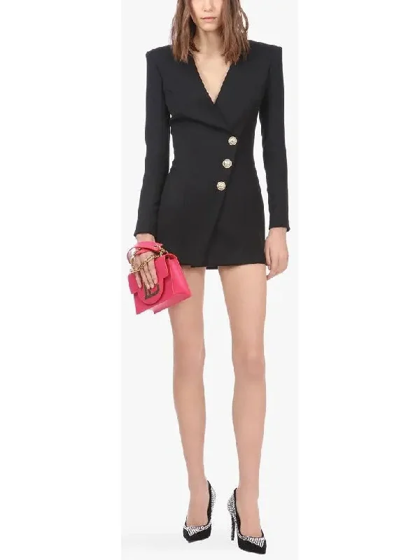 Short Black Cache-Cœur Dress