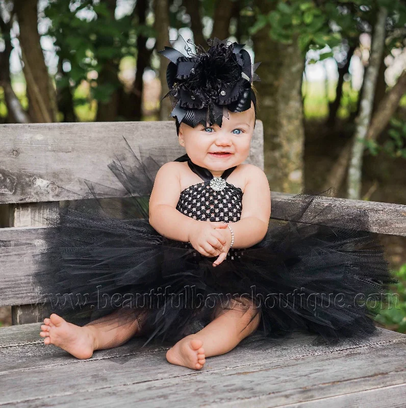 Solid Black Baby Tutu Dress Flower Girl