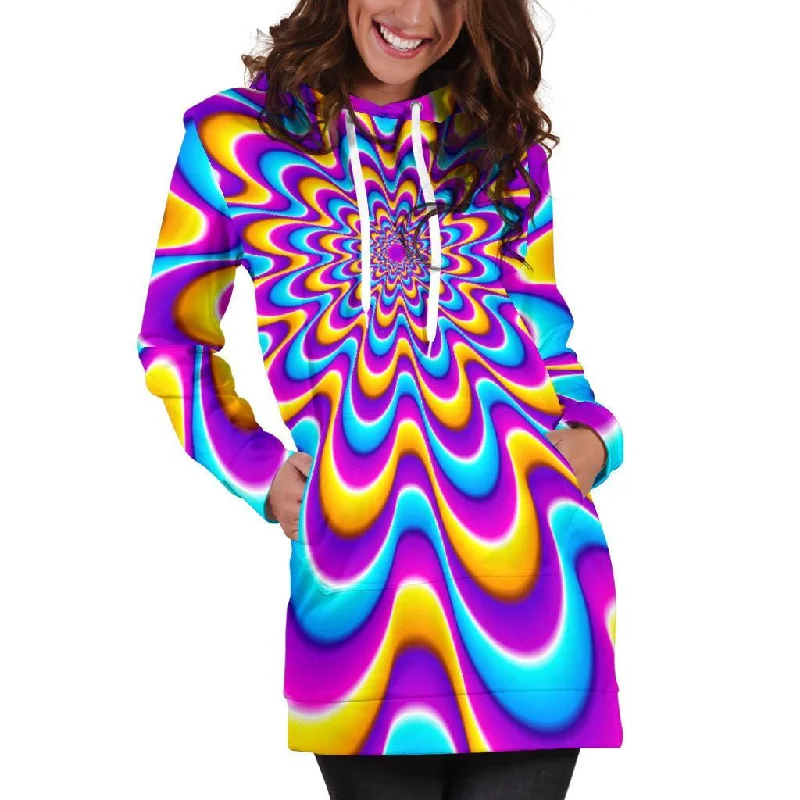 Splashing Colors Moving Optical Illusion Pullover Hoodie Dress