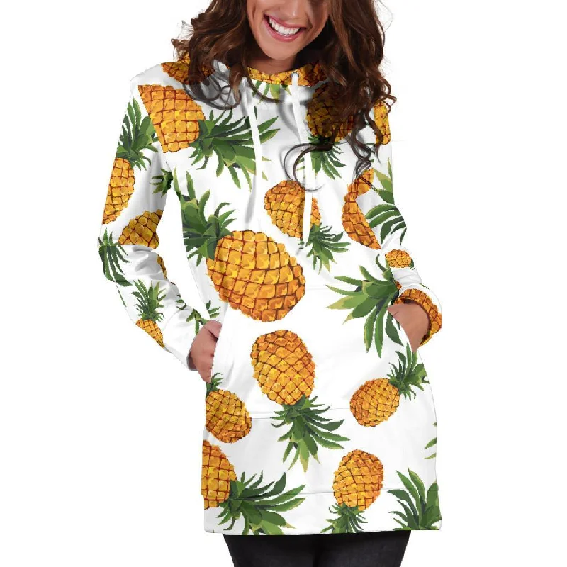 Summer Pineapple Pattern Print Pullover Hoodie Dress