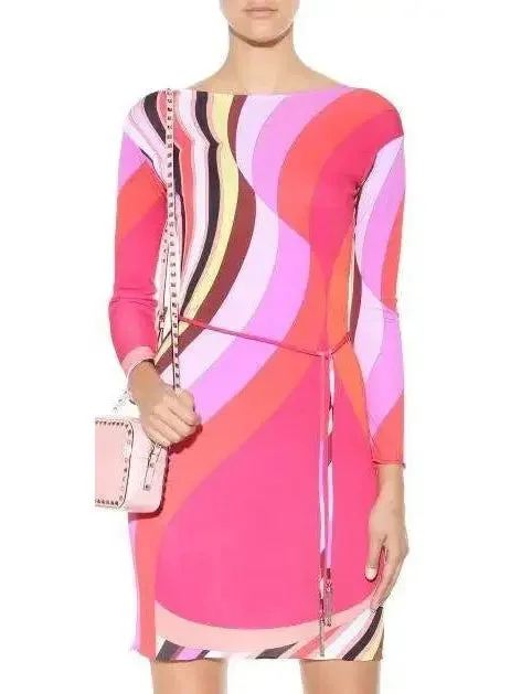 Swirl Print Silk Dress
